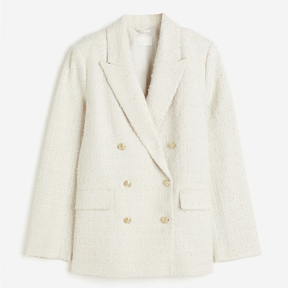 H&M Cream Double-Breasted Blazer